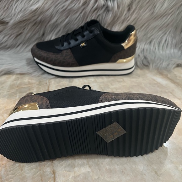 Michael Kors Women's Monique Trainer Lace-up Sneakers - Brown Logo - Picture 7 of 8
